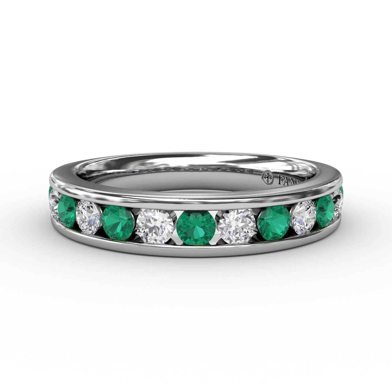 Channel Set Diamond and Emerald Band (5552808362139) (10221000261825)