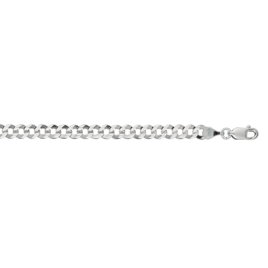 14kt 8 inches White Gold 4.7mm Diamond Cut Comfort Curb Chain with Lobster Clasp (5688362959003) (10220987449537)