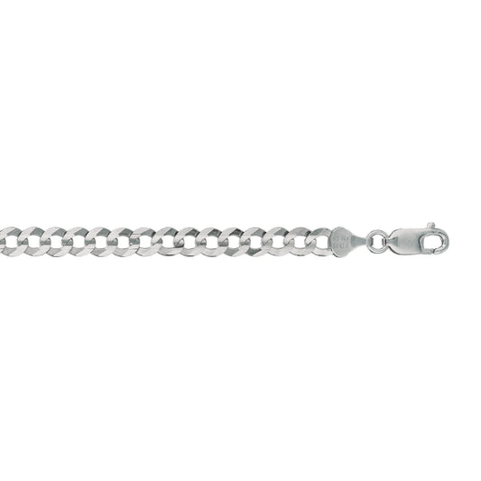 14kt 8.50 inches White Gold 5.7mm Diamond Cut Comfort Curb Chain with Lobster Clasp (5688363155611) (10220987318465)