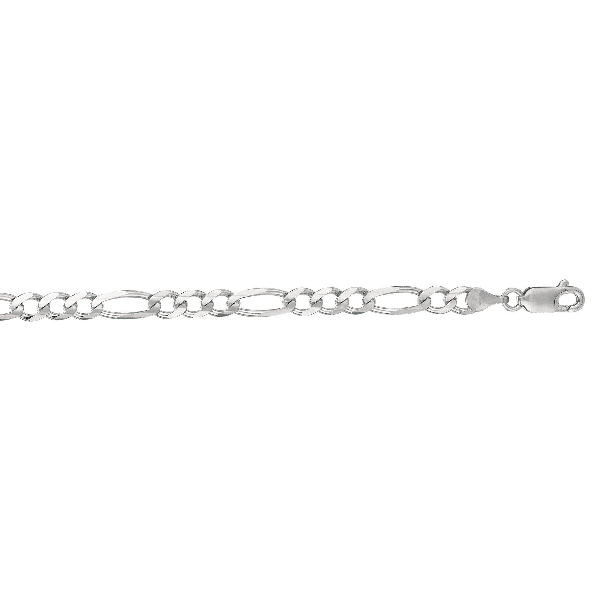 14kt 8 inches White Gold 4.6mm Diamond Cut Alternate 3+1 Classic Figaro Chain with Lobster Clasp (5688363548827) (10220987023553)