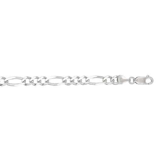 14kt 8 inches White Gold 6.0mm Diamond Cut Alternate 3+1 Classic Figaro Chain with Lobster Clasp (5688363384987) (10220987154625)