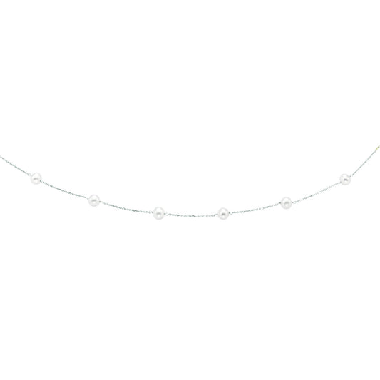 14K Gold Pearl Station Necklace (8210046517478) (10220869746881)