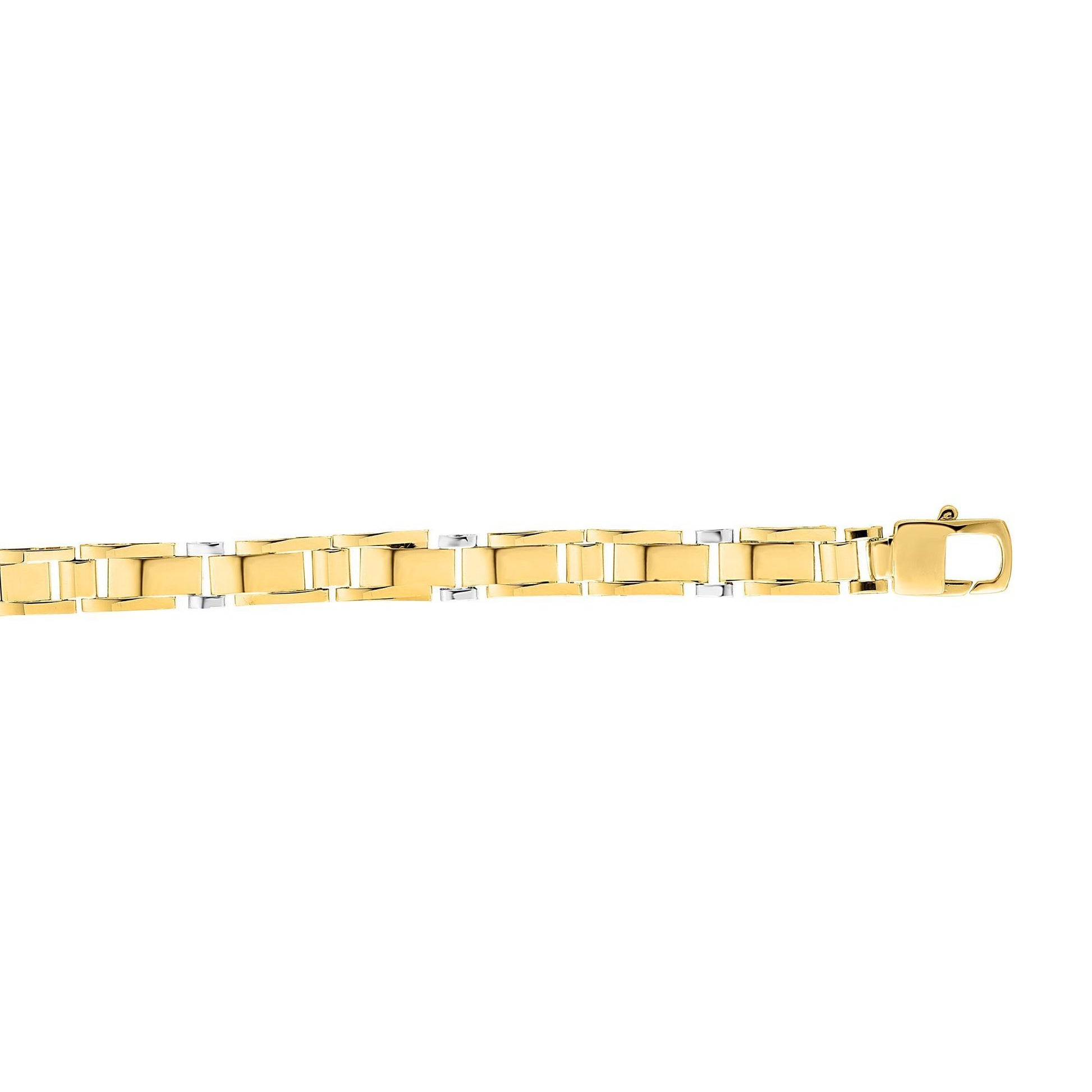 14kt Gold 8.25 inches Yellow+White Finish 7mm Shiny Fancy Fancy Bracelet with Lobster Clasp (5688359321755) (10220989907137)