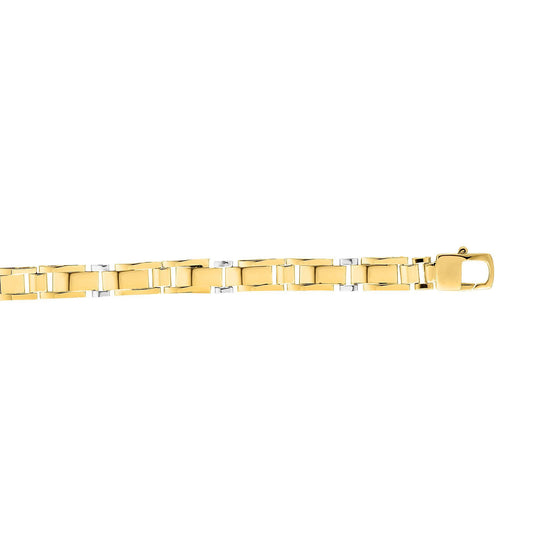 14kt Gold 8.25 inches Yellow+White Finish 7mm Shiny Fancy Fancy Bracelet with Lobster Clasp (5688359321755) (10220989907137)