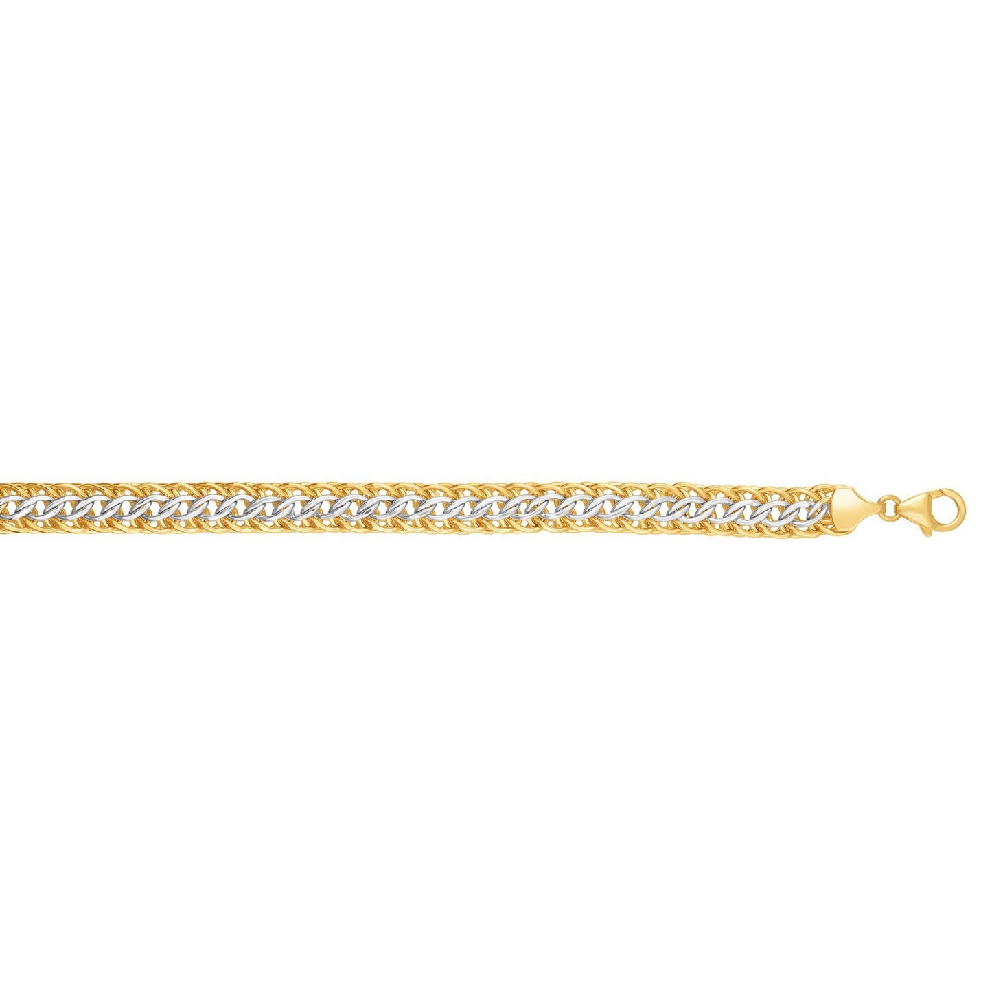 14kt Gold 7.5 inches Yellow+White Finish 8mm Shiny Dome Reversible Sadusa Bracelet with Lobster Clasp (5688358699163) (10220990365889)