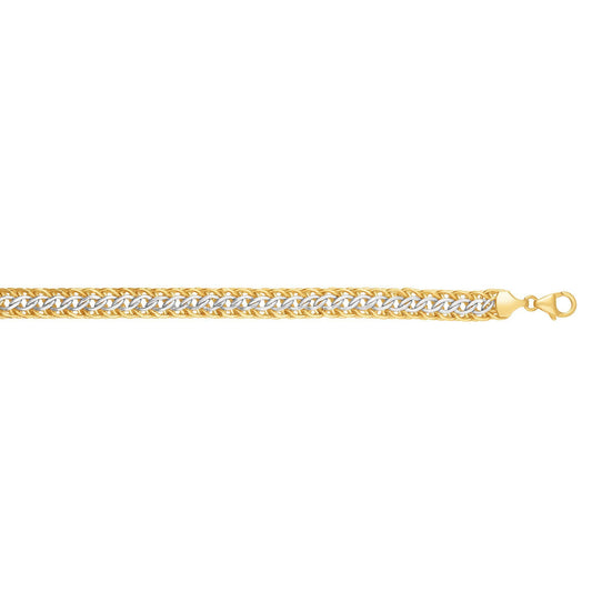 14kt Gold 7.5 inches Yellow+White Finish 8mm Shiny Dome Reversible Sadusa Bracelet with Lobster Clasp (5688358699163) (10220990365889)