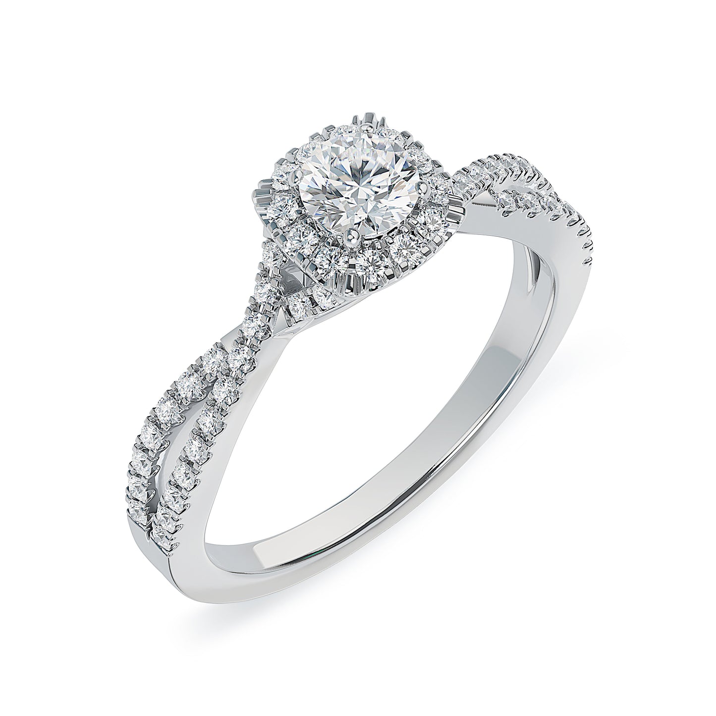 Lab Grown Diamond Halo Engagement Ring (8055182721254) (10220935774401)