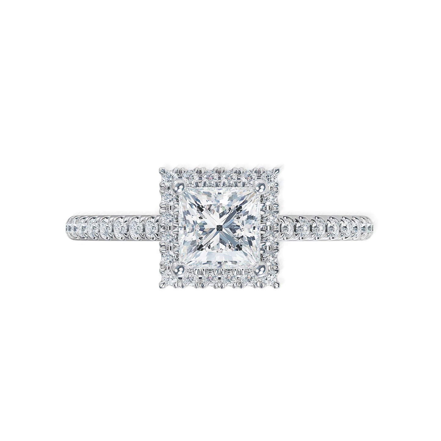 Lab Grown Diamond Halo Engagement Ring (8055183016166) (10220924371137)